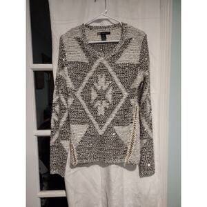 Kadence Large Women's Sweater Diamond Gold Sequins Chain Link Glam Party